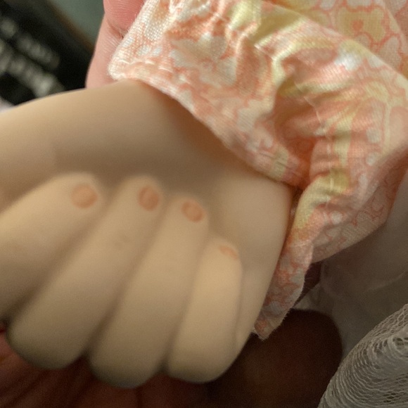 Porcelain Petticoat Realistic Face Hands Blonde & Blue Eyes Fair Skin Baby Doll - Picture 13 of 13
